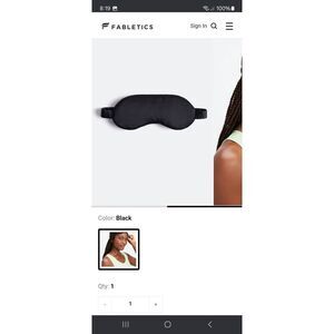 New Fabletics Black Sleep Eye Mask Relax Refresh